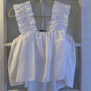 Zara Women's White Ruffle Blouse